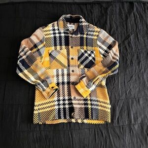 Wax London Whiting Overshirt Navy/Yellow Plaid XS